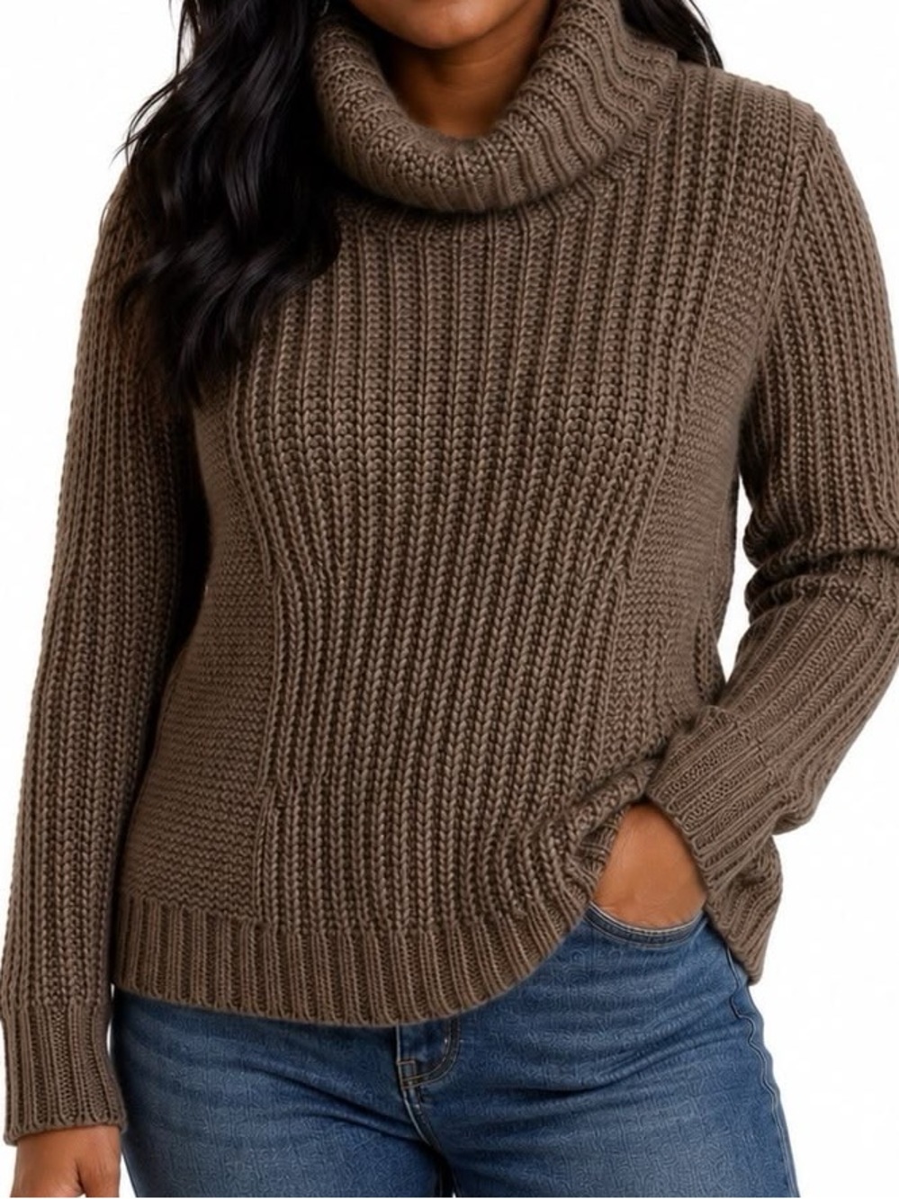 Banana Republic Chunky Cowl Neck Sweater - Olive - Picture 3 of 8